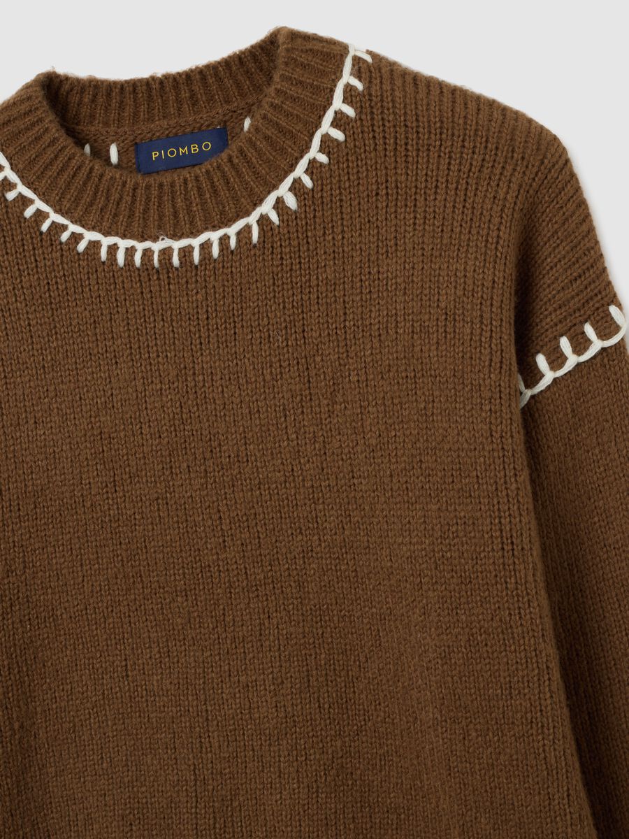 Brown sweater in cotton and wool blend with oversized fit_5