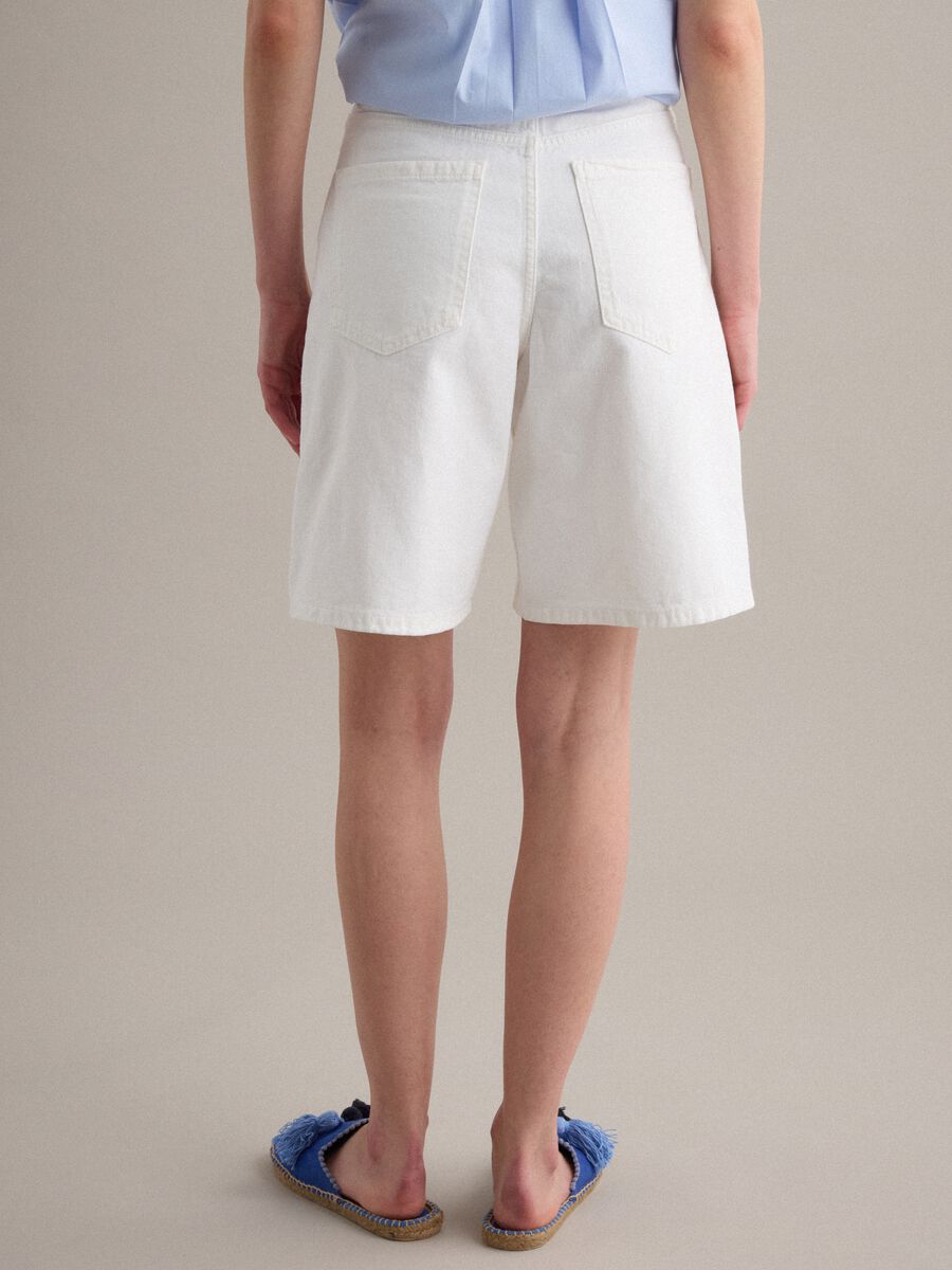 White pure cotton denim shorts_2