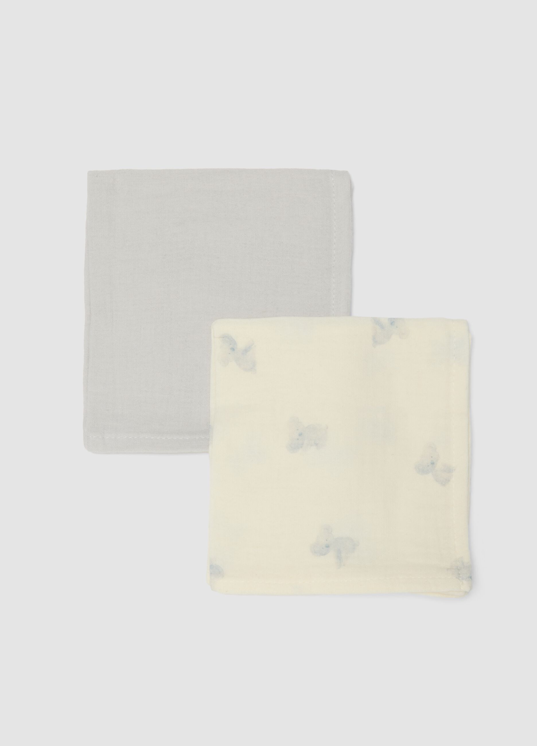 Two-pack of grey and white pure cotton muslin cloths for newborns