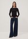 Blue pure cotton wide-leg jeans_0