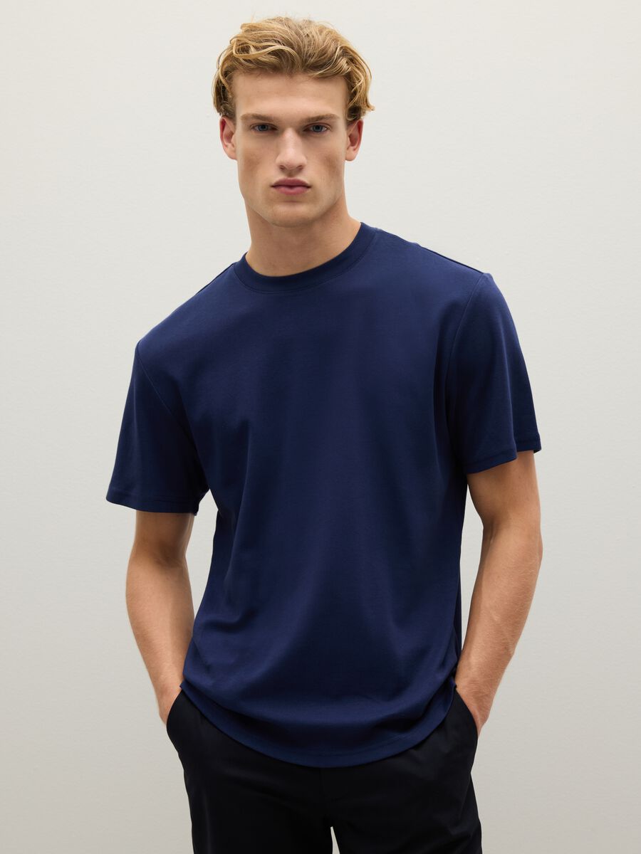 Regular fit blue pure cotton t-shirt_1