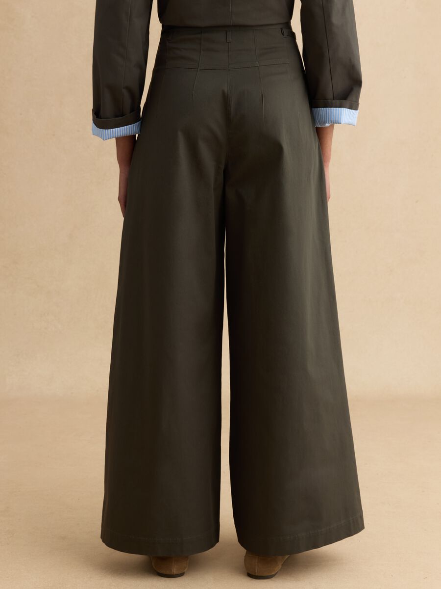 Grey wide leg stretch cotton chino trousers_2