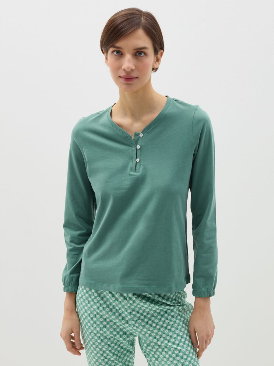 Cotton pyjama top with granddad neck_1