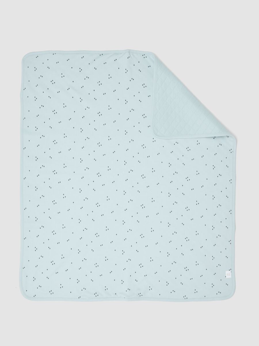 Light blue organic cotton-blend baby blanket with print_2