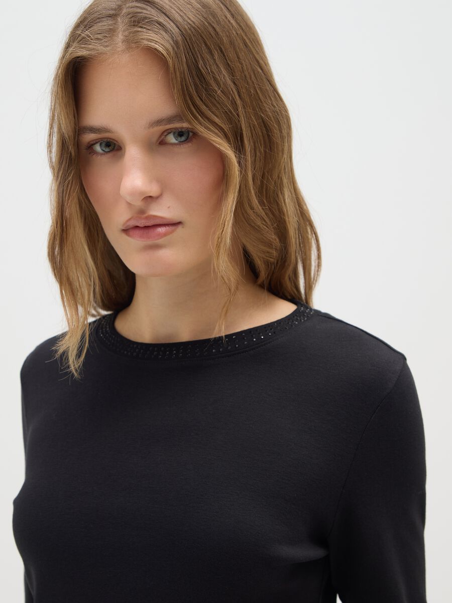 Maglietta in puro cotone nero regular fit_3