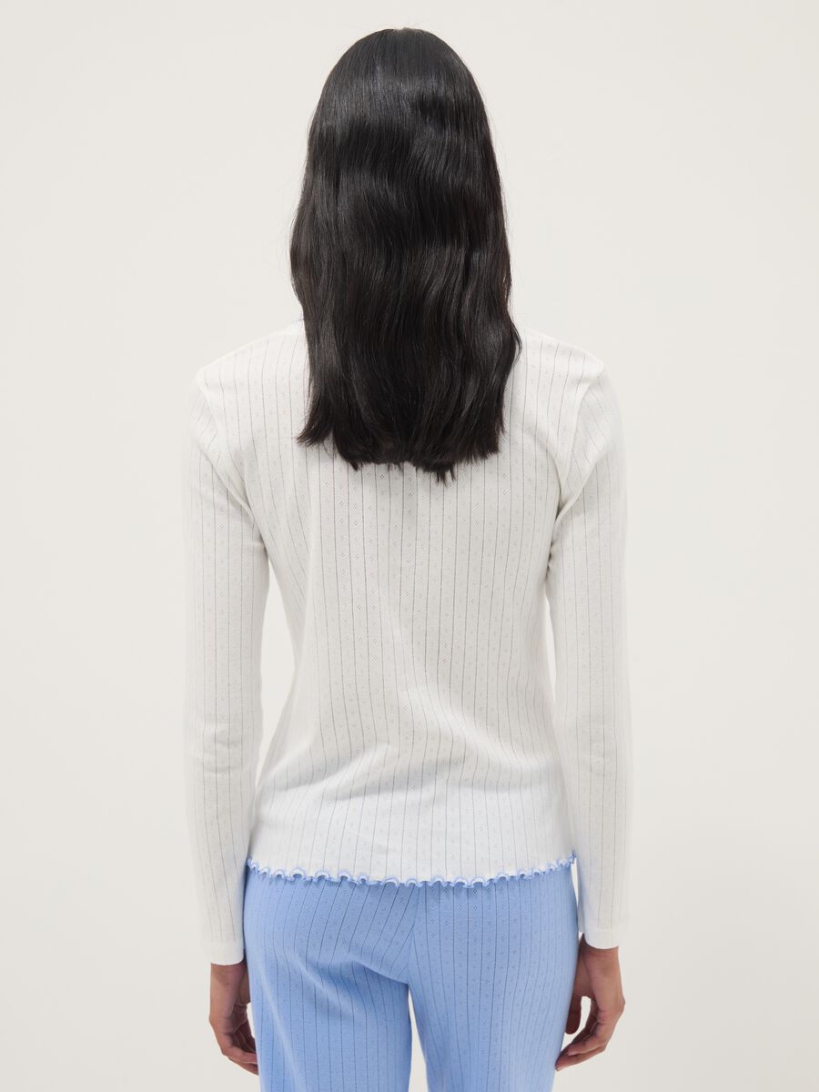 Camicia da pigiama in puro cotone bianca regular fit con ricami_2