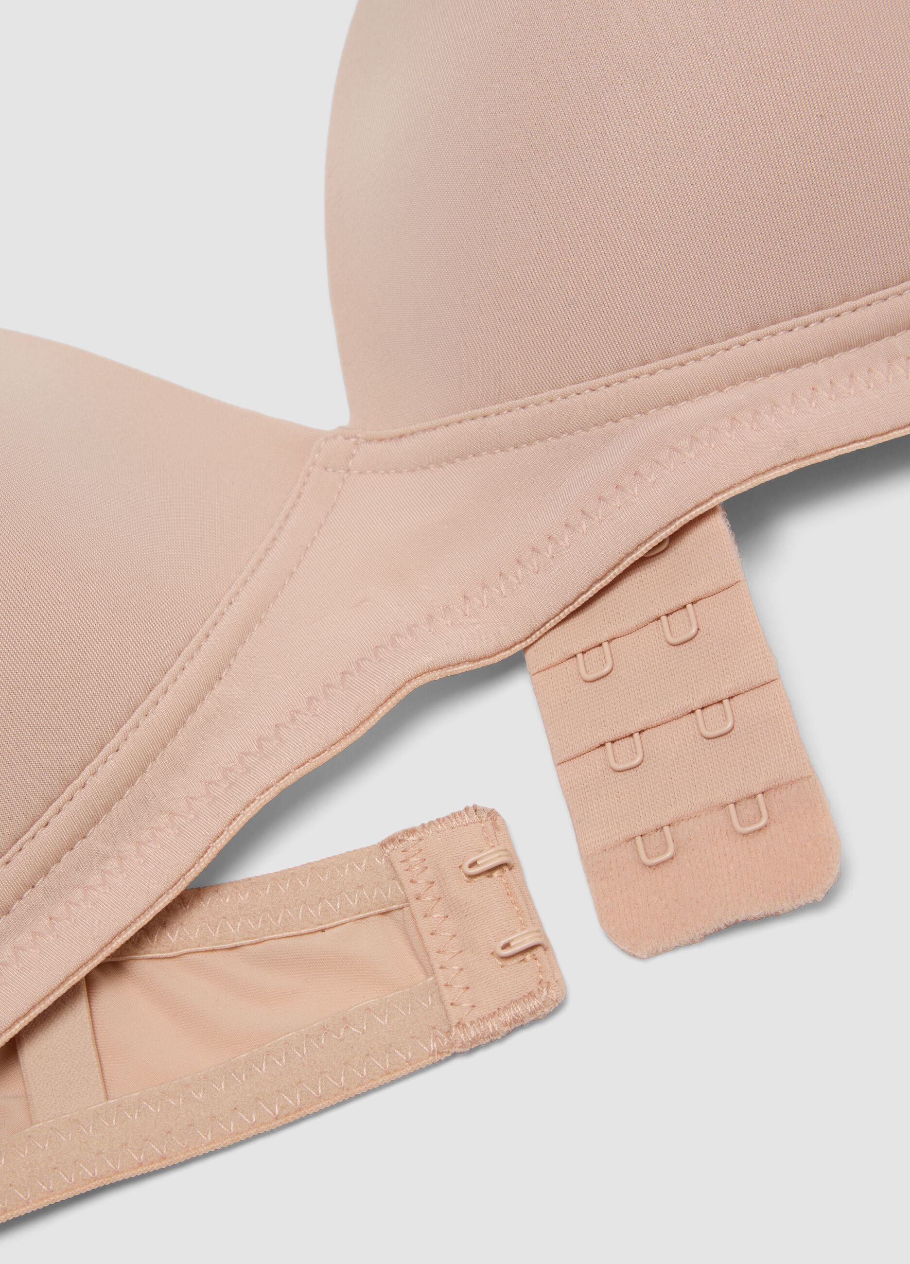 Beige padded stretch-fabric bra