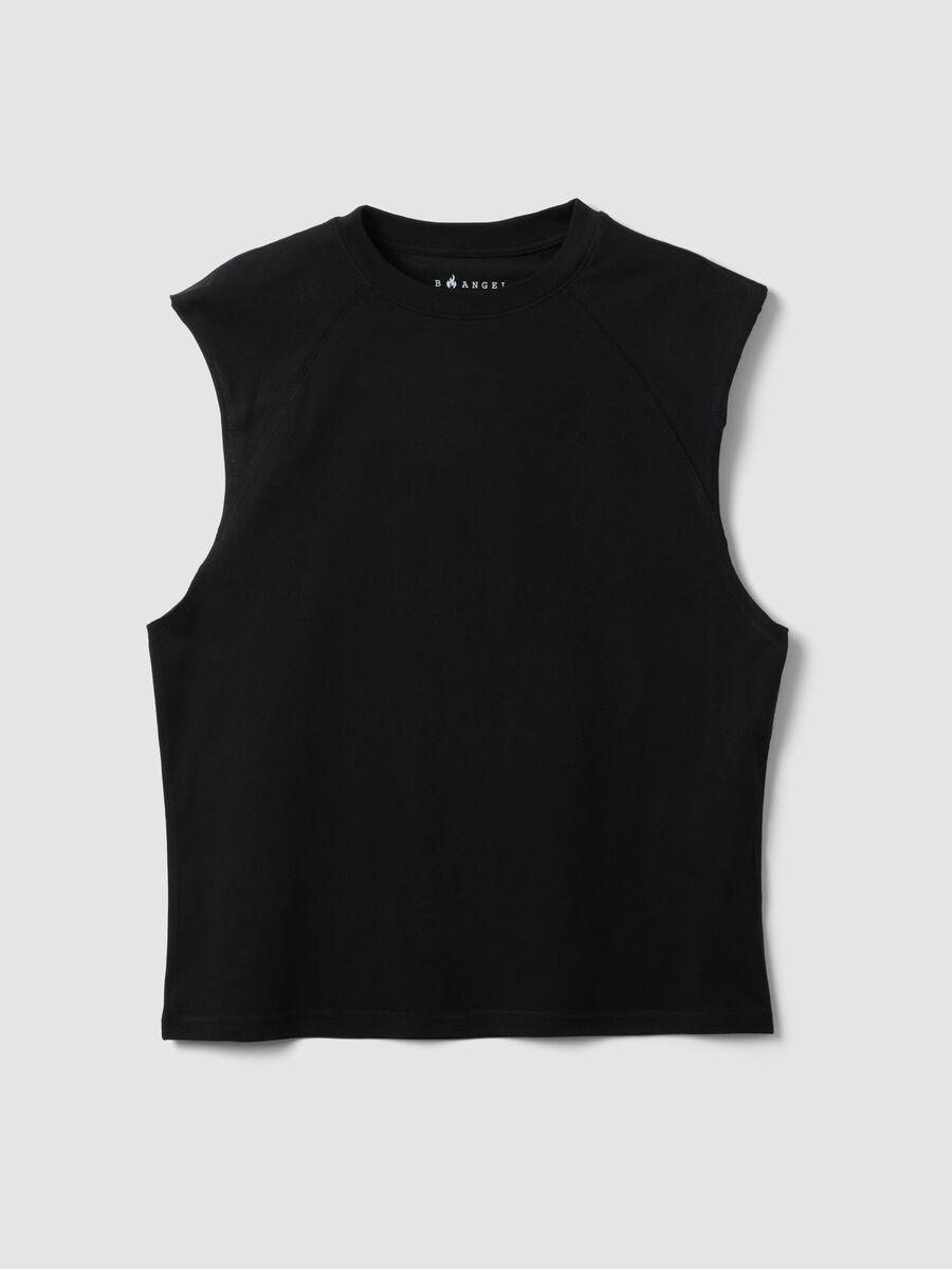 Black pure cotton regular-fit tank top_0