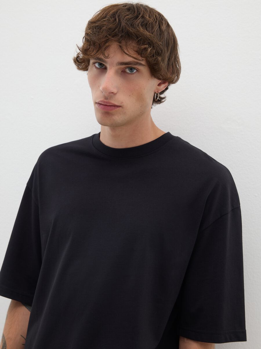 Black pure cotton boxy fit T-shirt_1