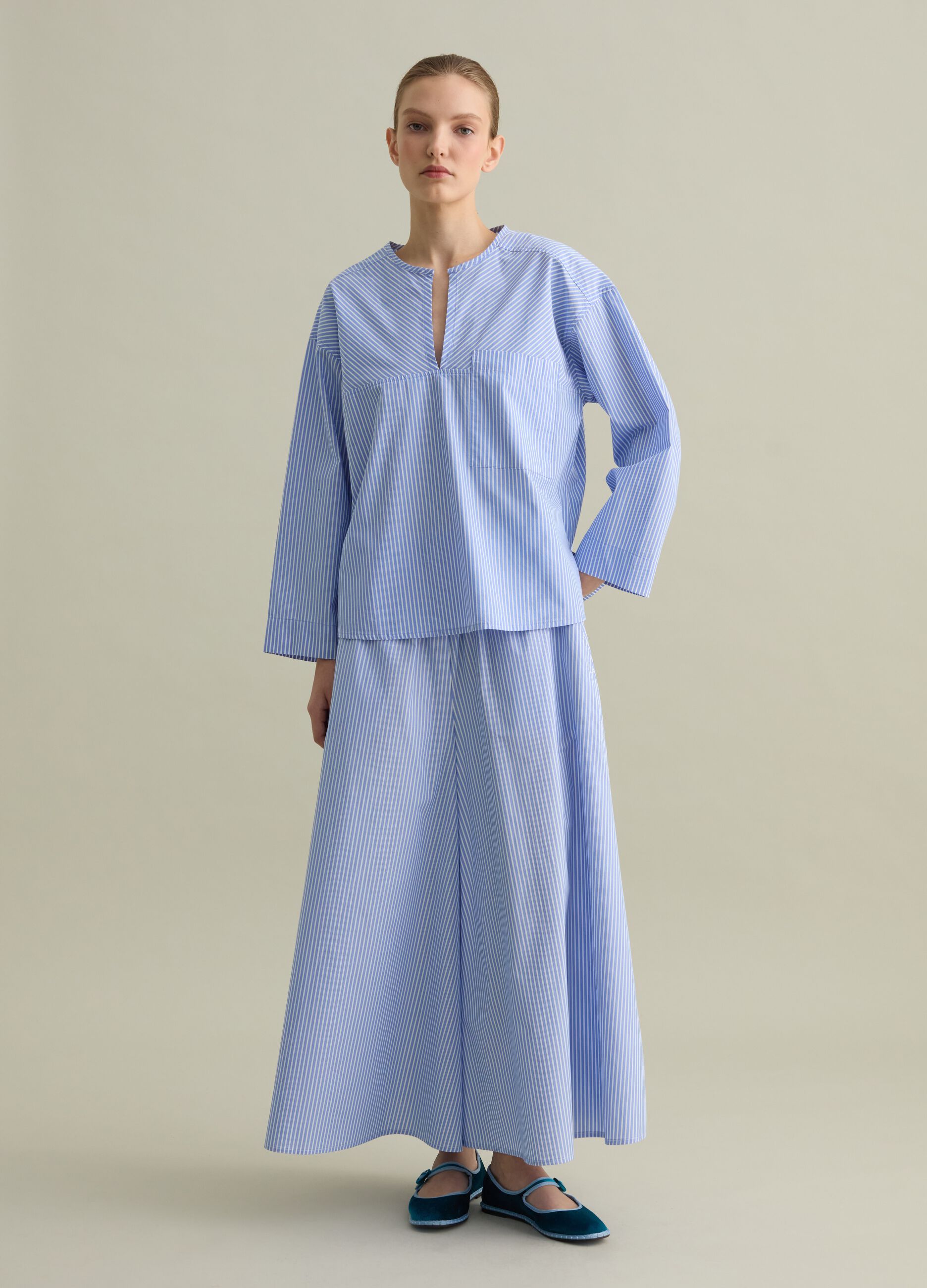 Blusa in popeline a righe