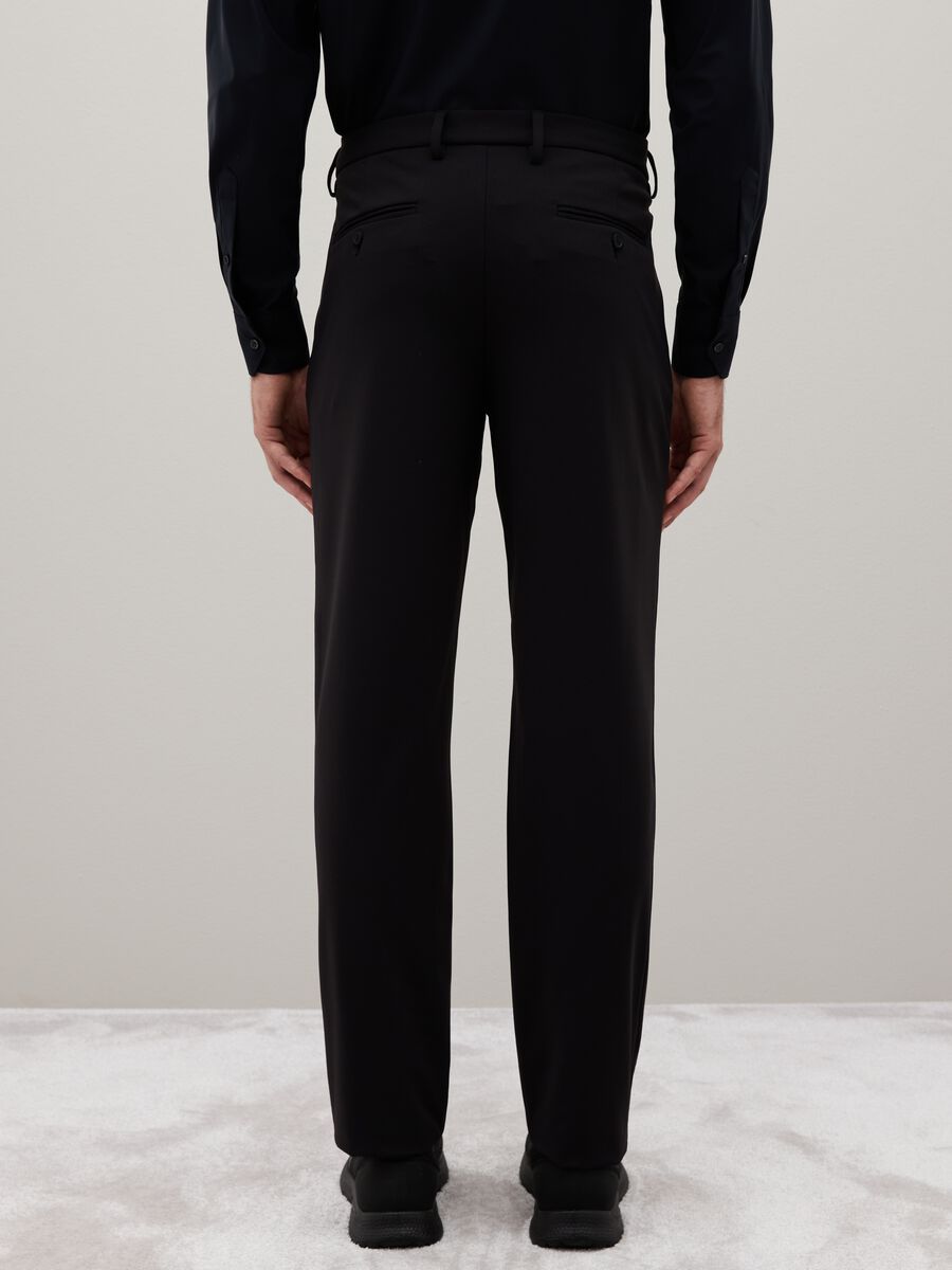 Slim fit black stretch fabric trousers_3
