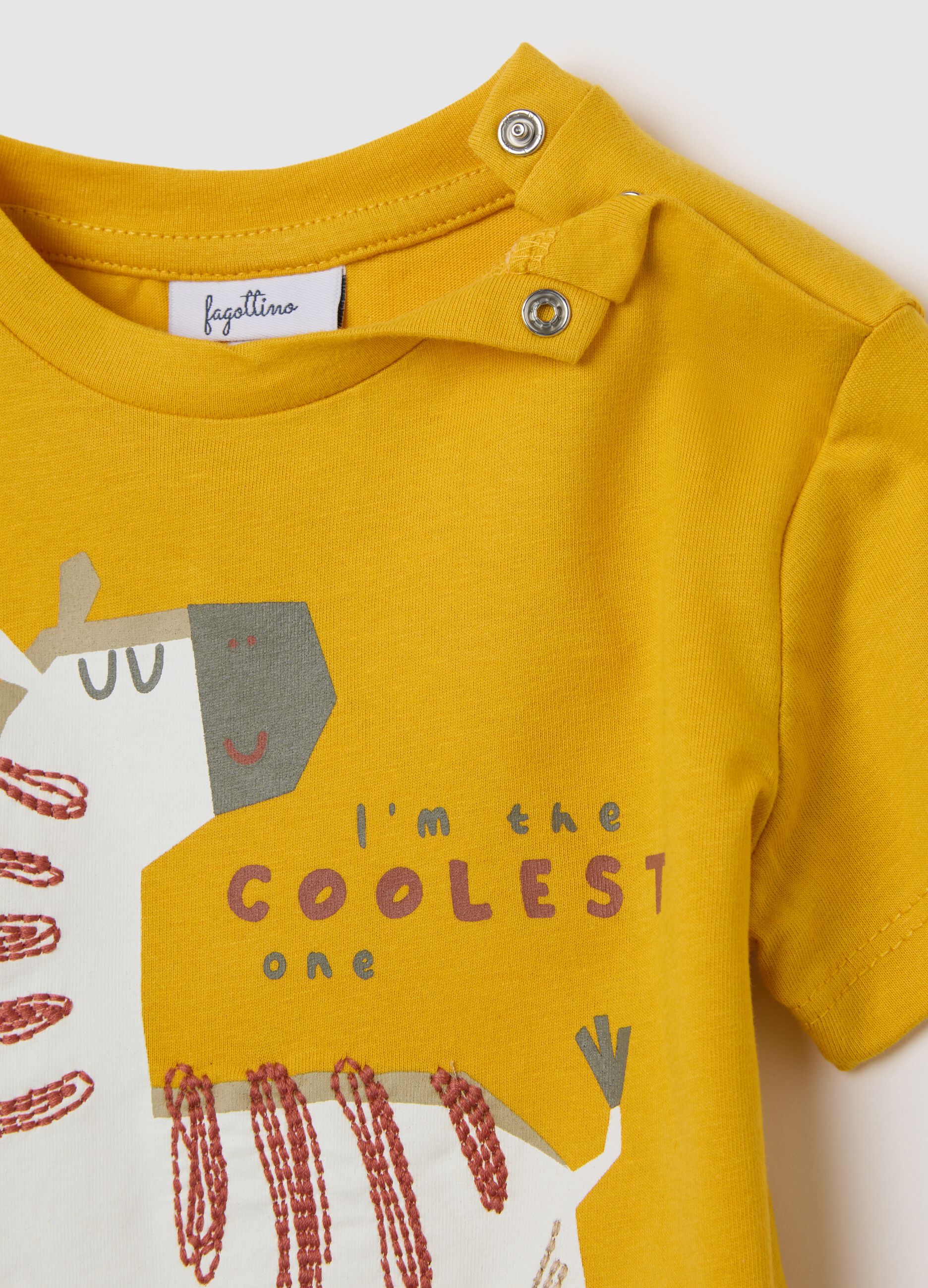 Yellow regular fit pure cotton kids' t-shirt set