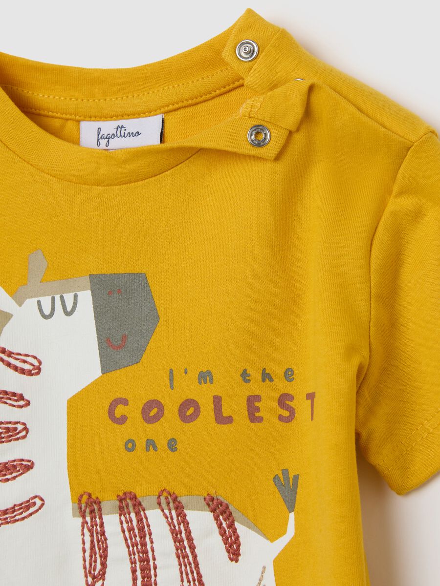 Yellow regular fit pure cotton kids' t-shirt set_2