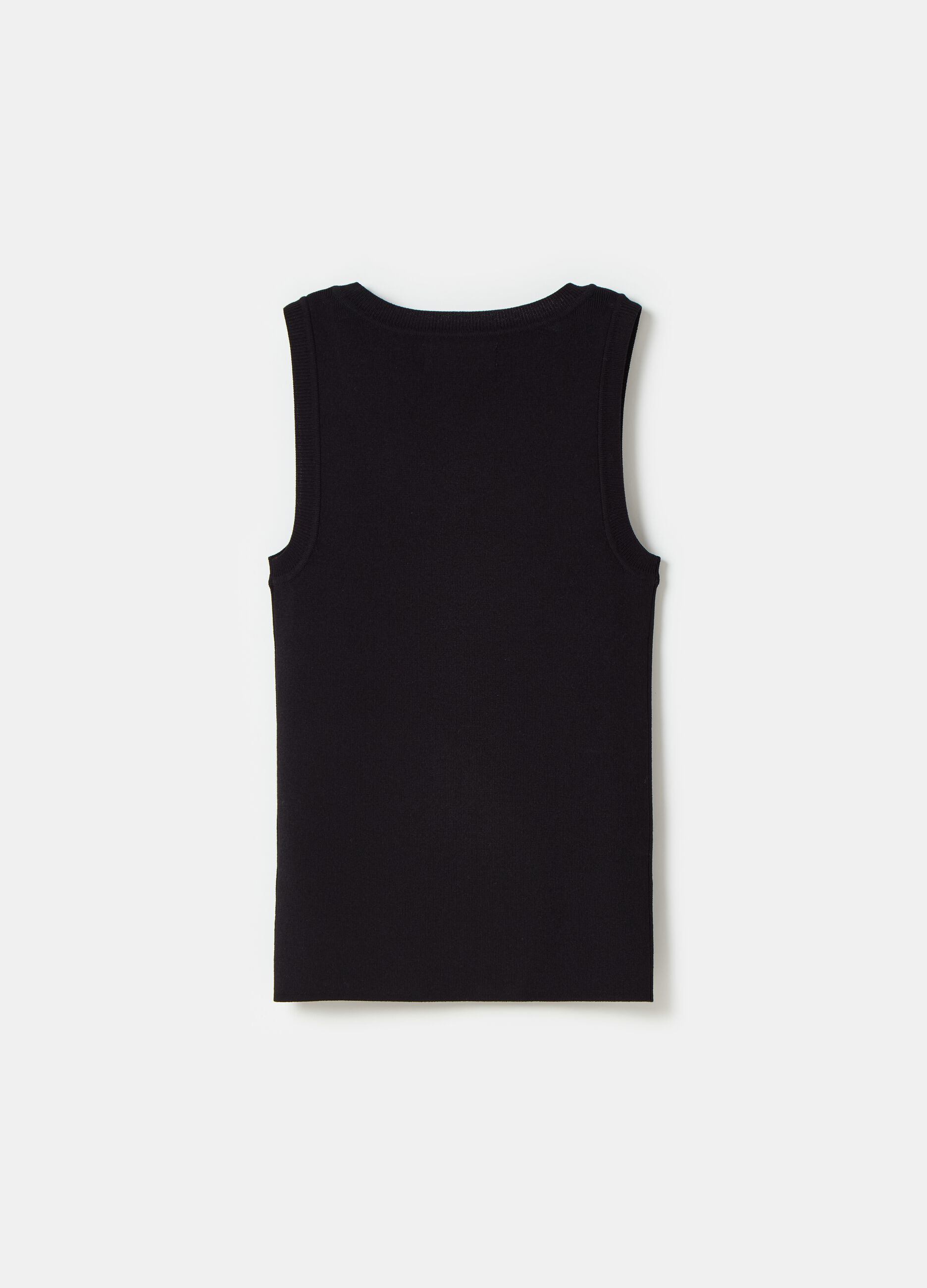 Ribbed tank top with round neckline