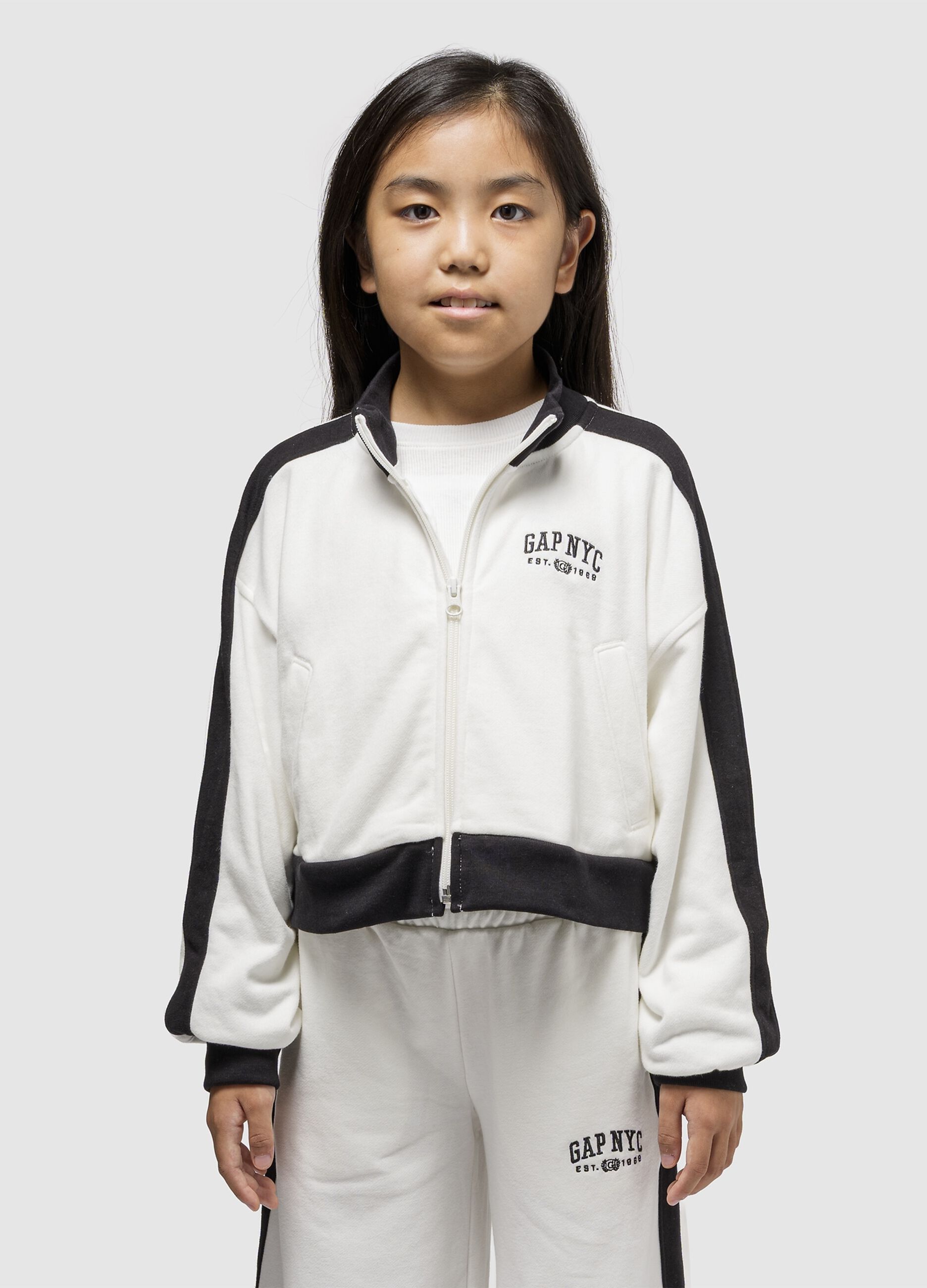 White full-zip cotton sweatshirt