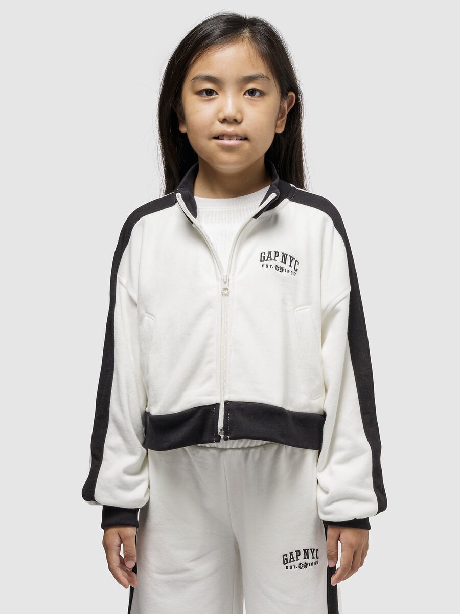 White full-zip cotton sweatshirt_0