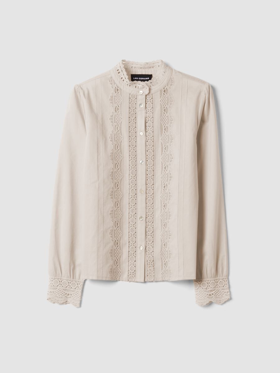 White pure cotton shirt with lace_4