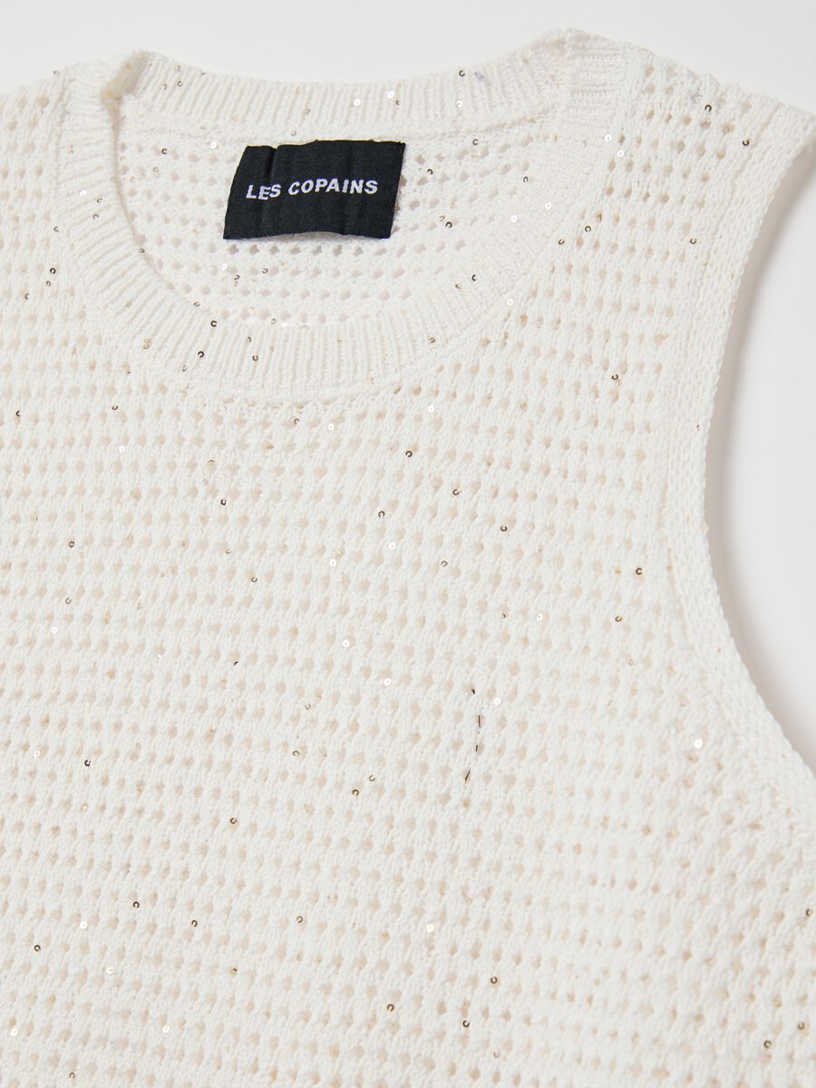 Tank top crochet popcorn stitch bianco_1