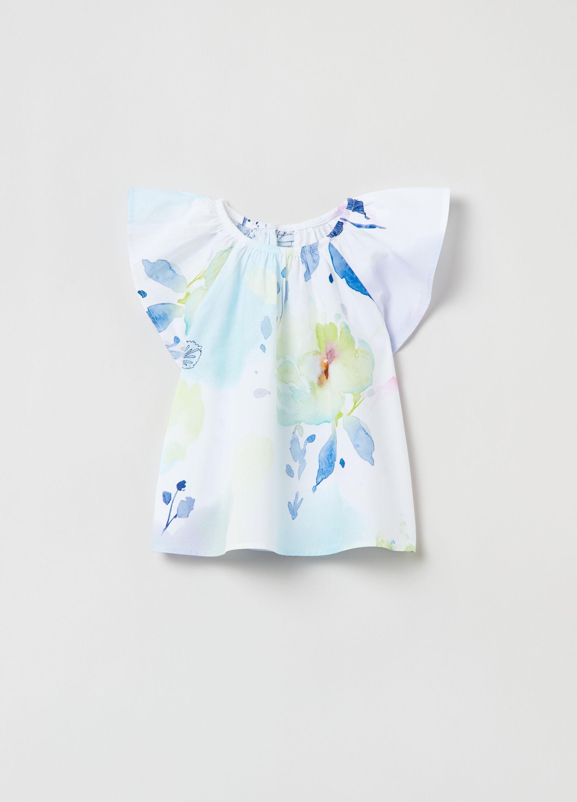 Blusa con maniche ad aletta stampa floreale_0