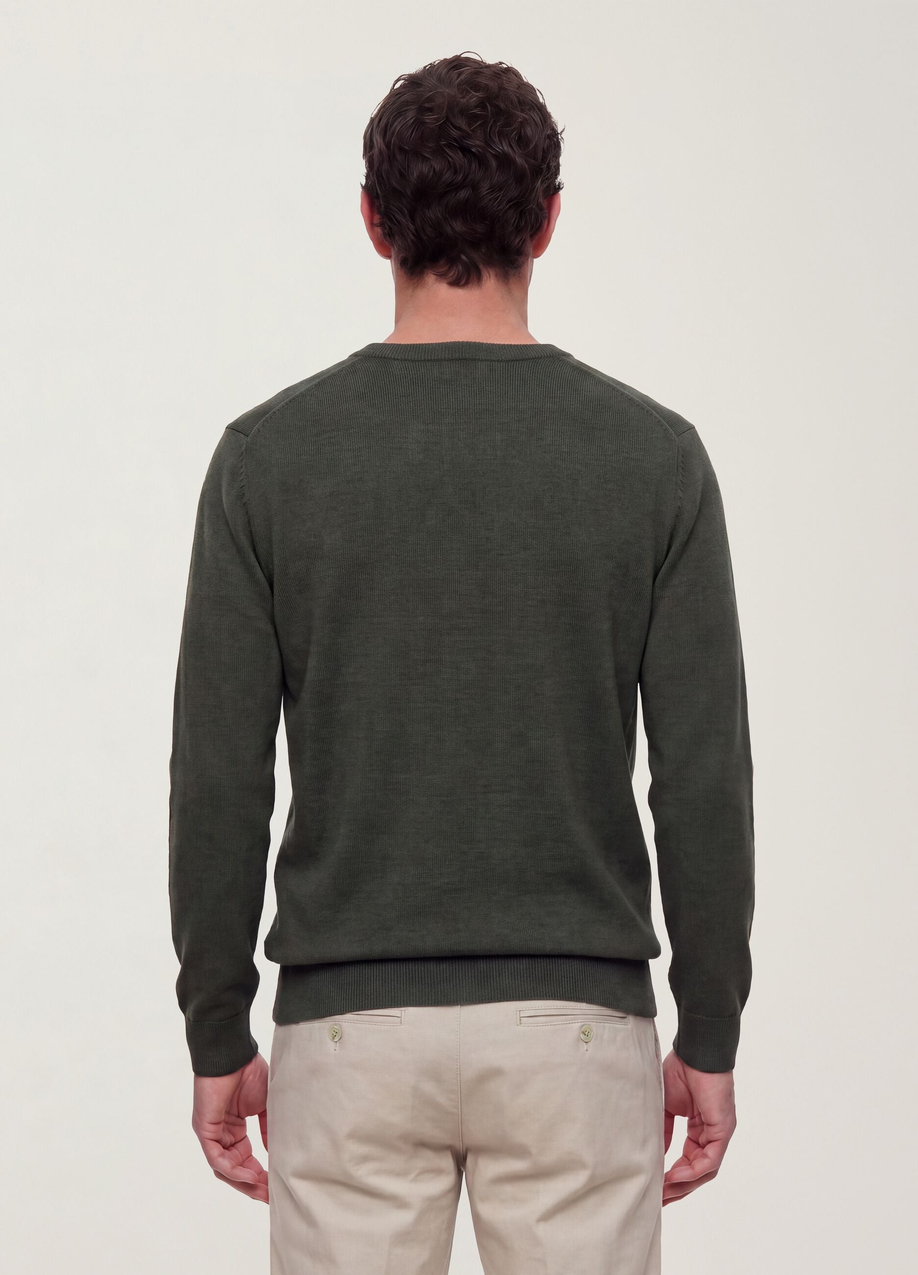 Green crew-neck jumper in viscose blend, regular fit