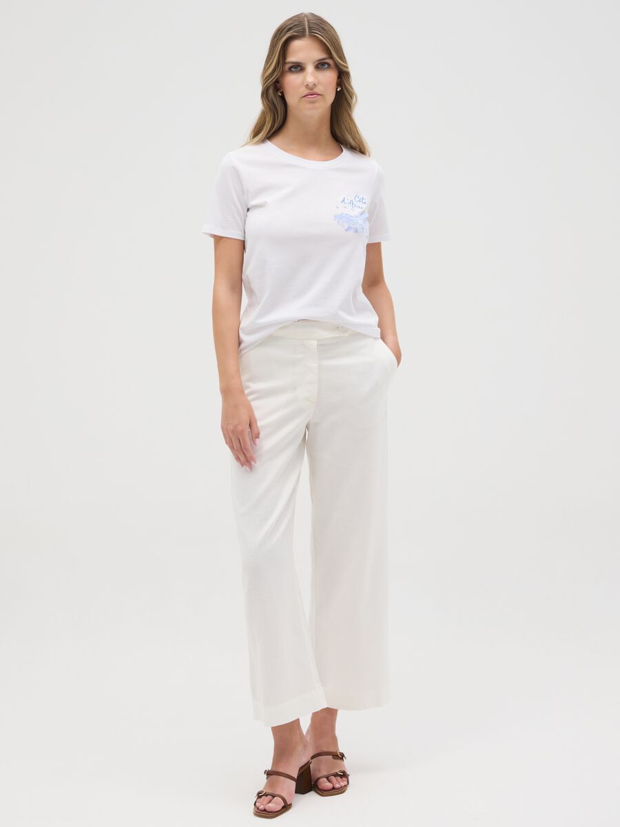 Women's white pure cotton t-shirt regular fit_1