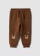 Brown pure cotton over-fit joggers with teddy bear print_0