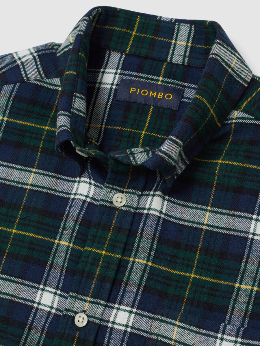 Camicia a quadri multicolor in puro cotone flanella regular fit_5