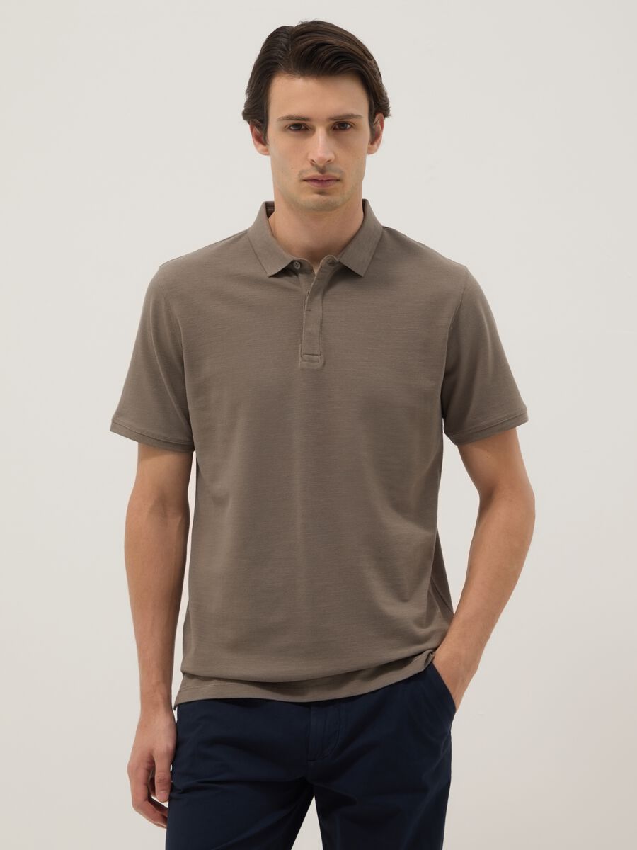 Regular fit brown pure cotton polo_0