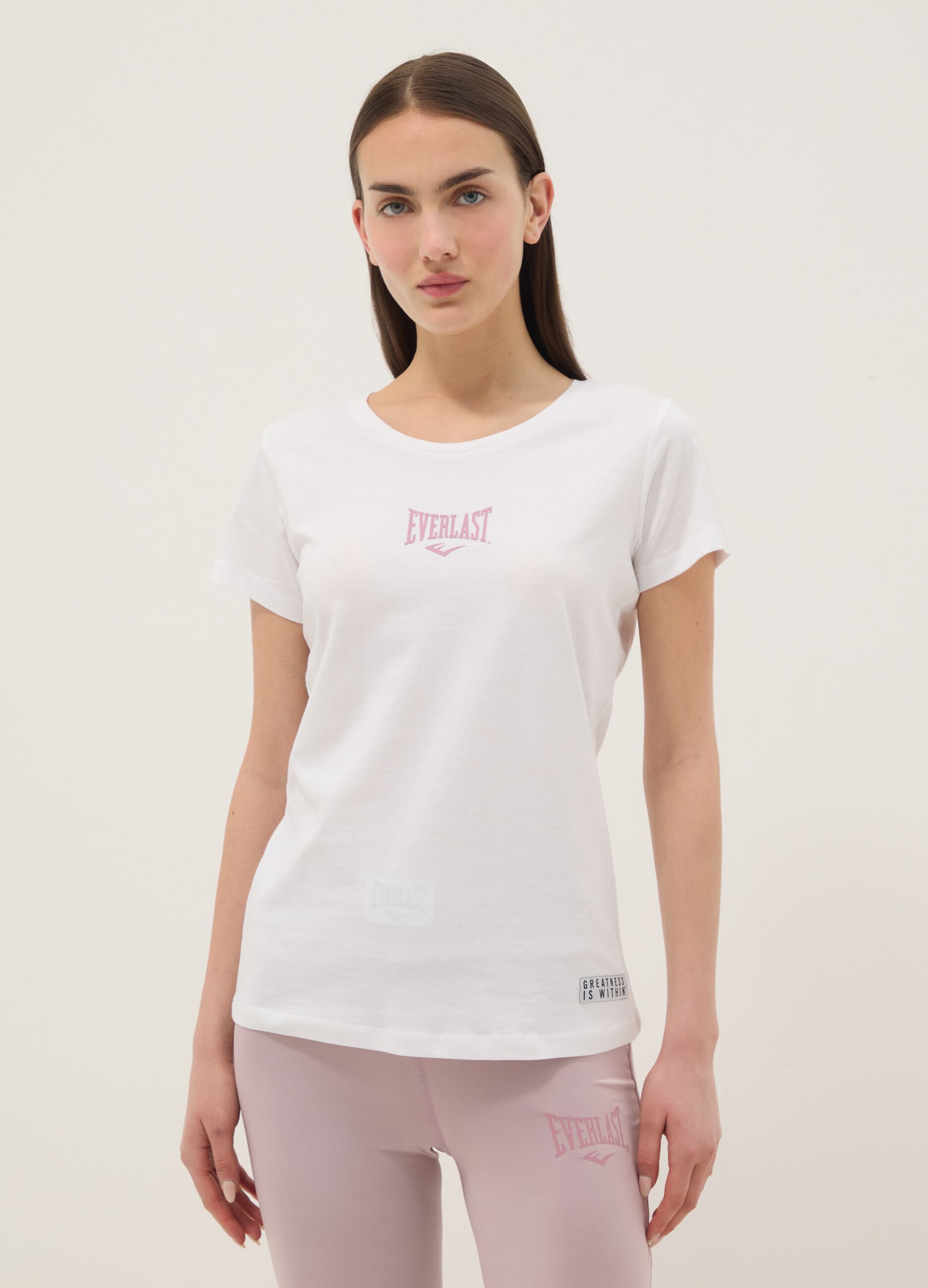 White regular fit pure cotton t-shirt with logo