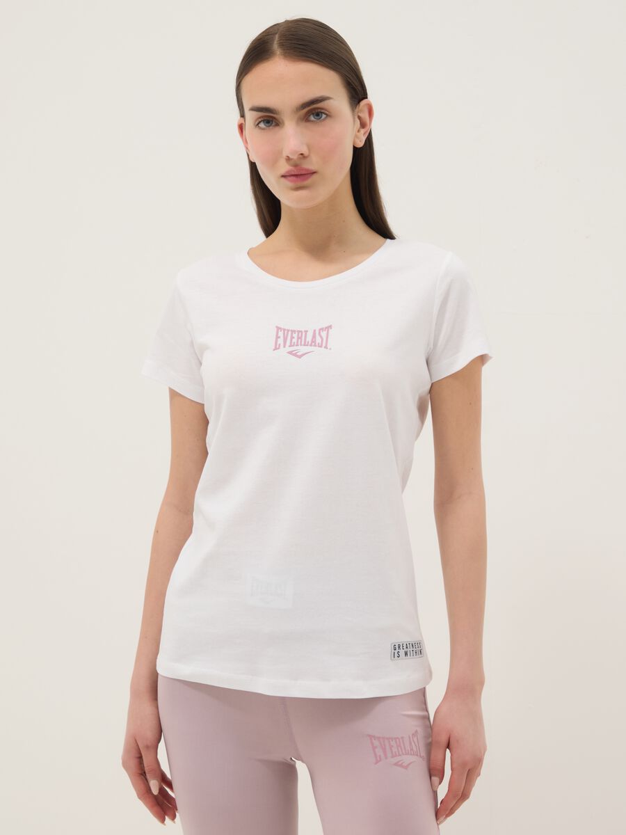 T-shirt in puro cotone bianca regular fit con logo_0