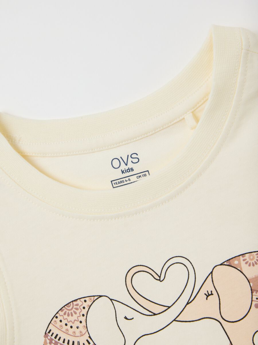 Children's white cotton tank top regular fit with print_2