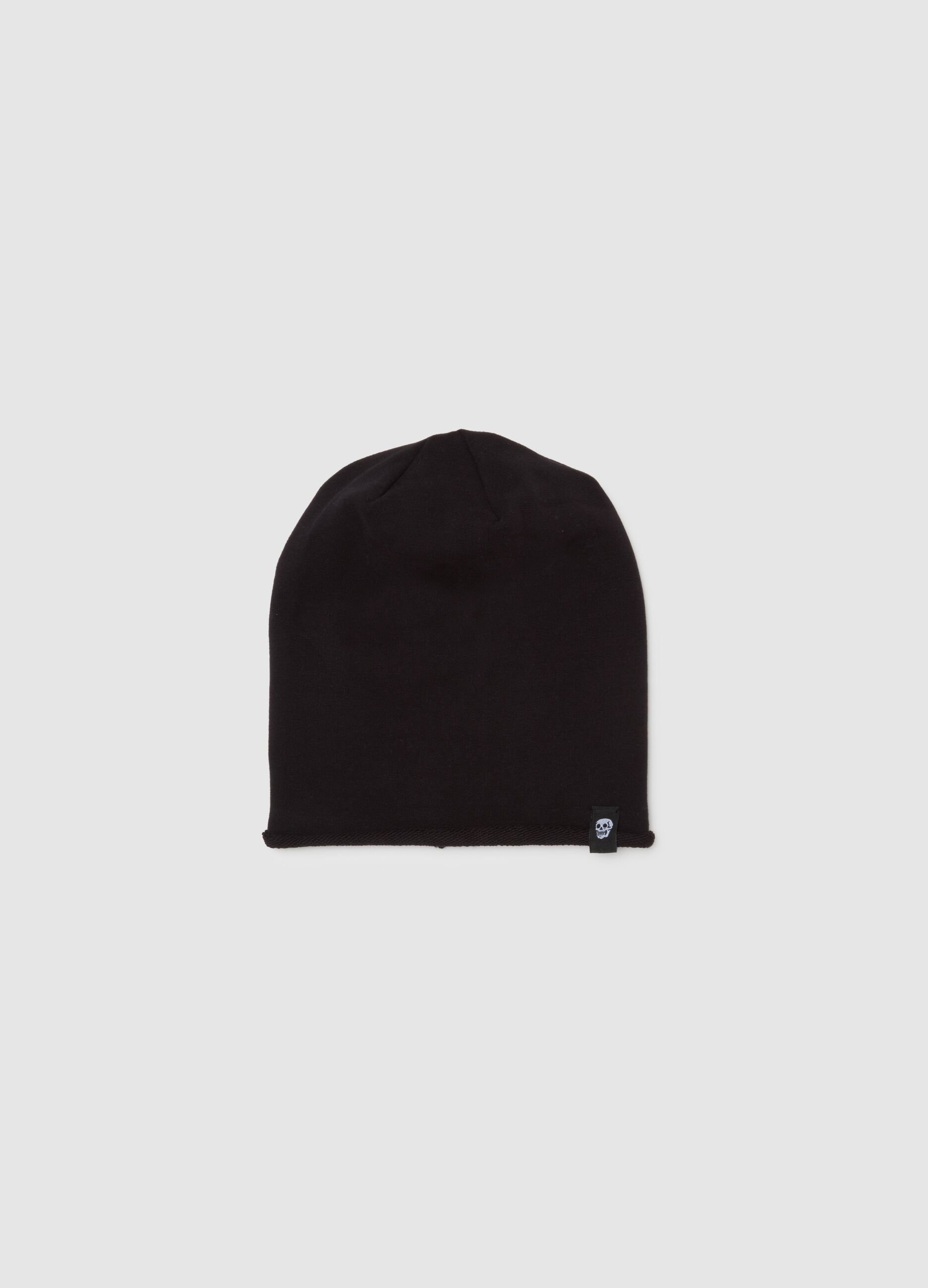 Black Stretch Cotton Boy's Beanie