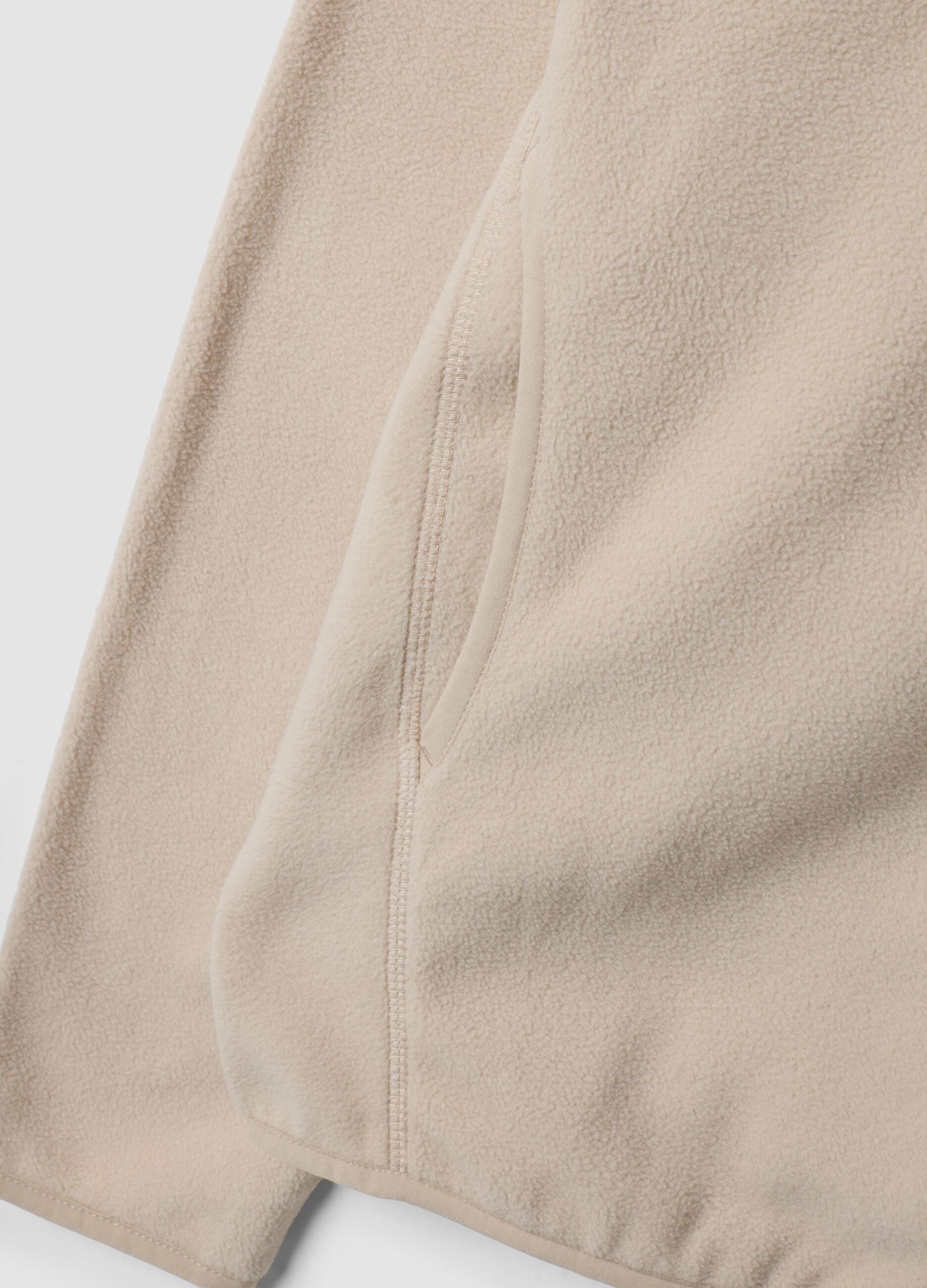 White fleece zip-neck sweatshirt, regular fit