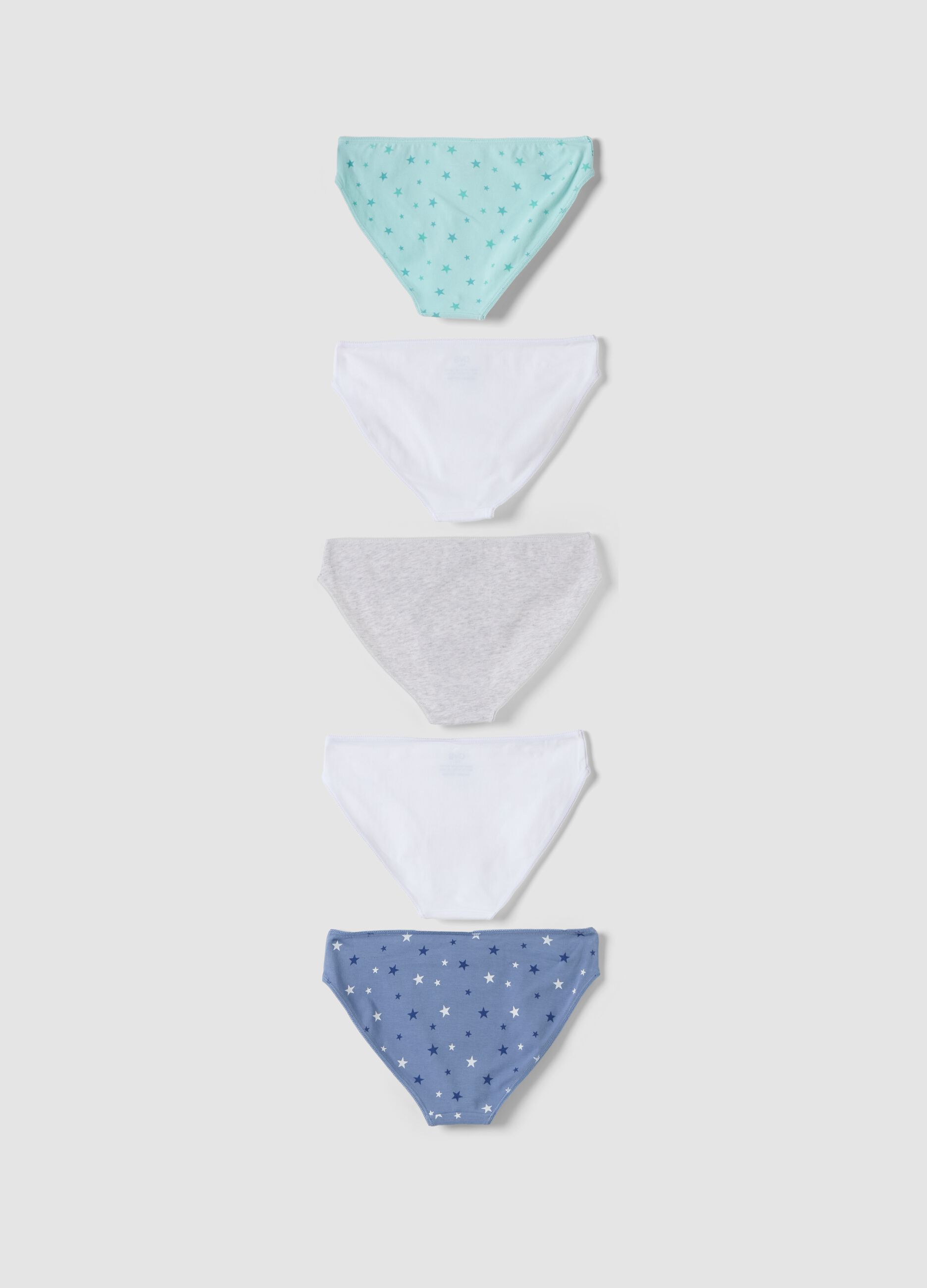 Multipack of five multicolour organic stretch-cotton briefs