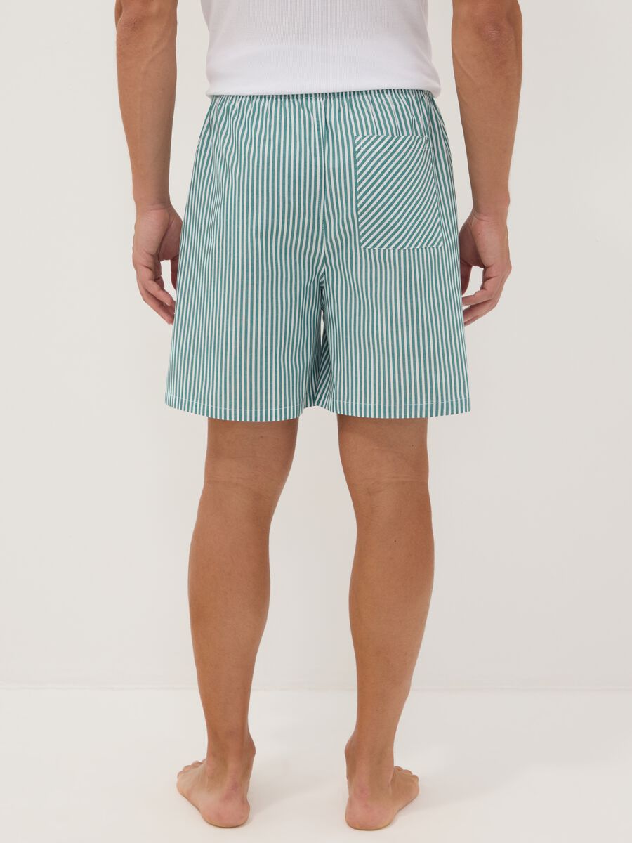 Green striped organic cotton pyjama shorts_3