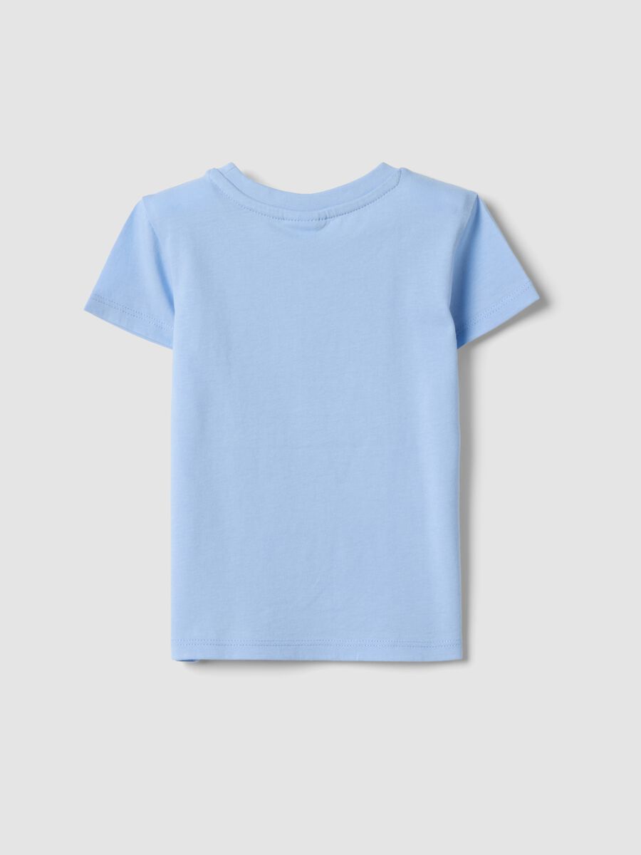 Girls&rsquo; light blue pure organic cotton T-shirt with seaside print_1