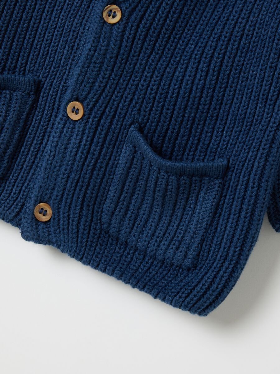 Baby Cardigan in Pure Blue Cotton_3