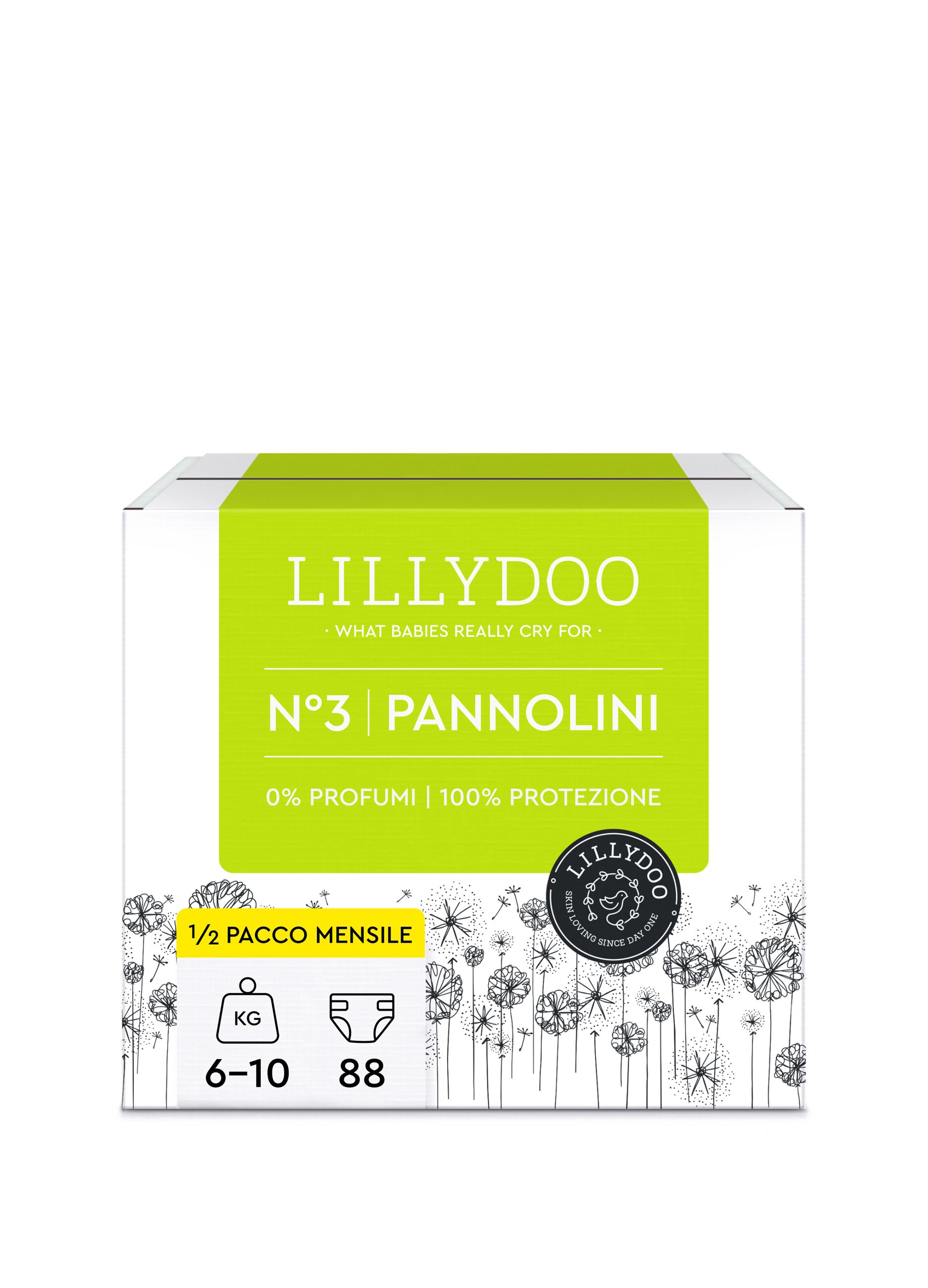 Pannolini multipack da 6 confezioni per pelli sensibili N°3 (6-10 Kg) Lillydoo