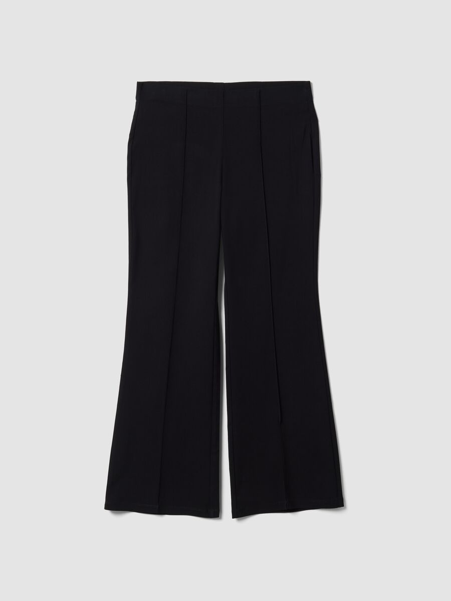 Pantaloni neri flare fit in viscosa elasticizzata_0