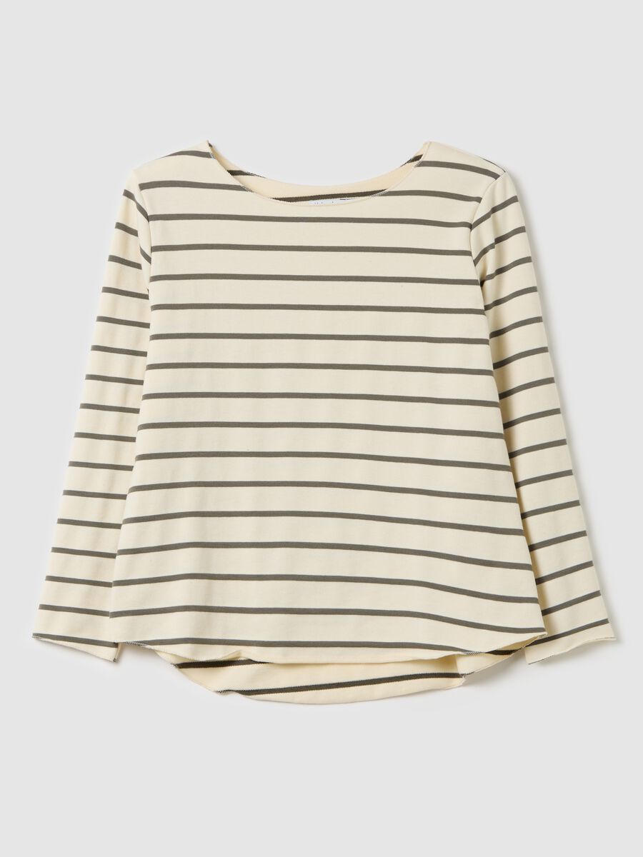 White and grey T-shirt in striped cotton_4