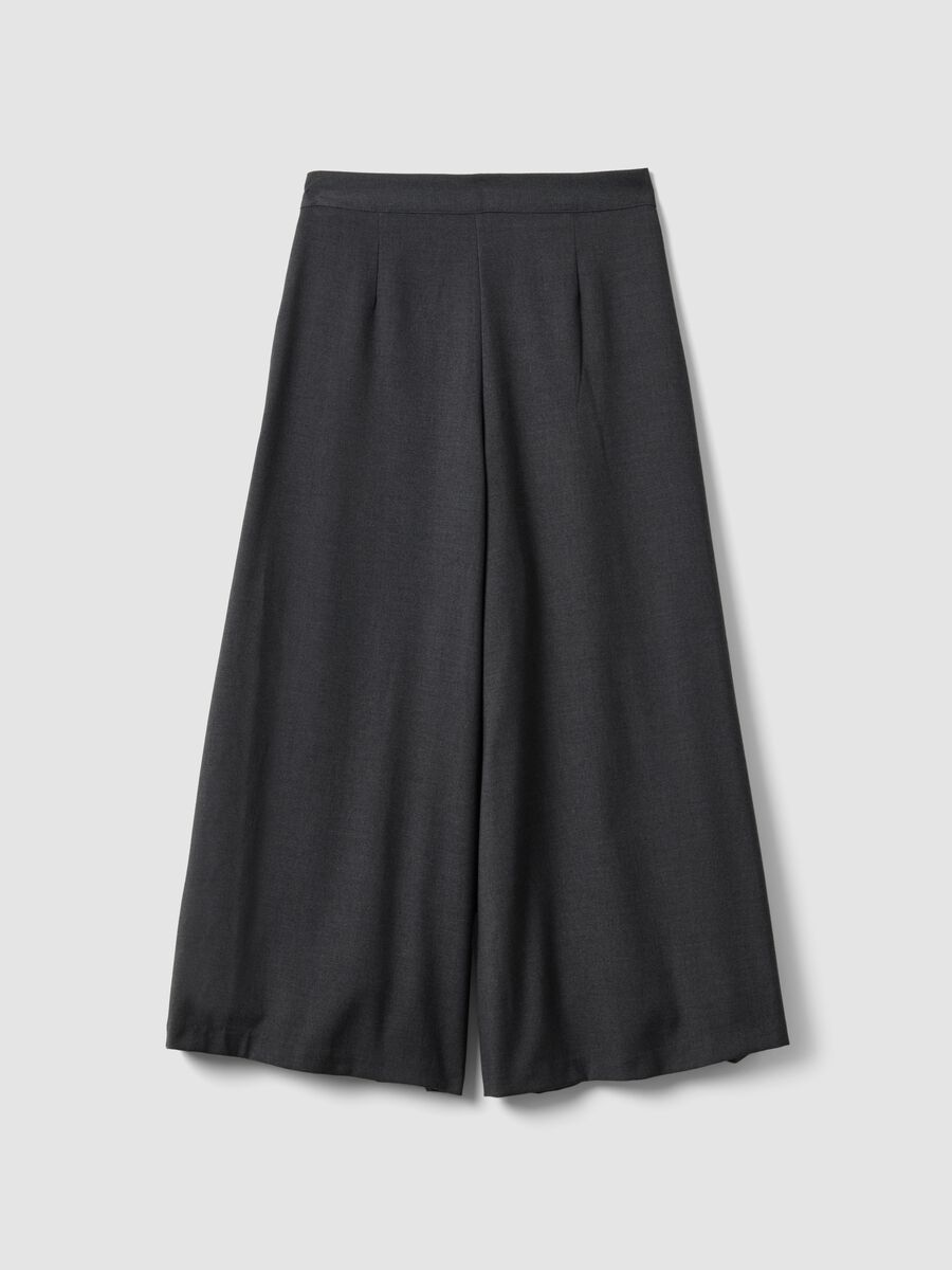 Grey pleated stretch viscose culotte skirt_2