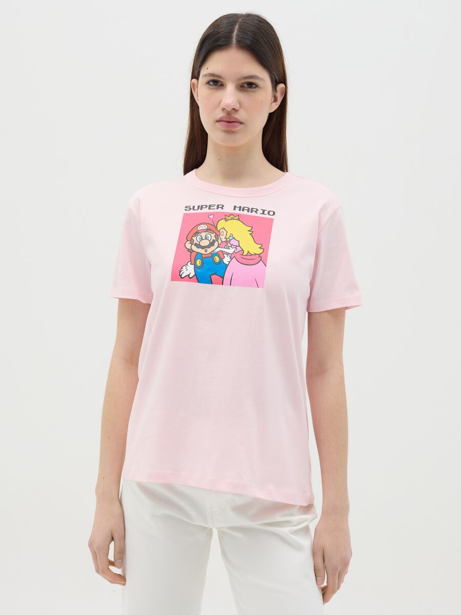 Pink T-shirt in cotton with Super Mario™ Princess Peach print_0