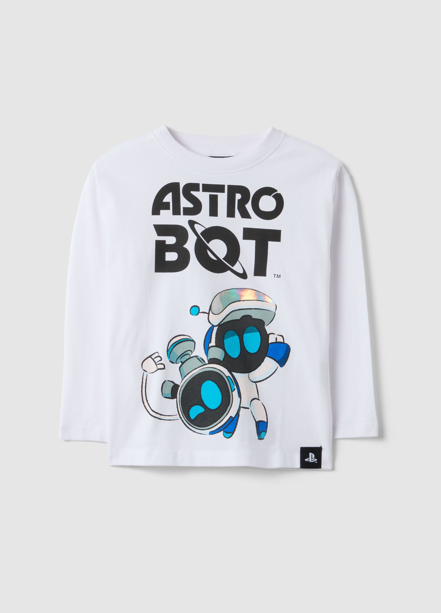 Children's white pure cotton T-shirt regular fit with print