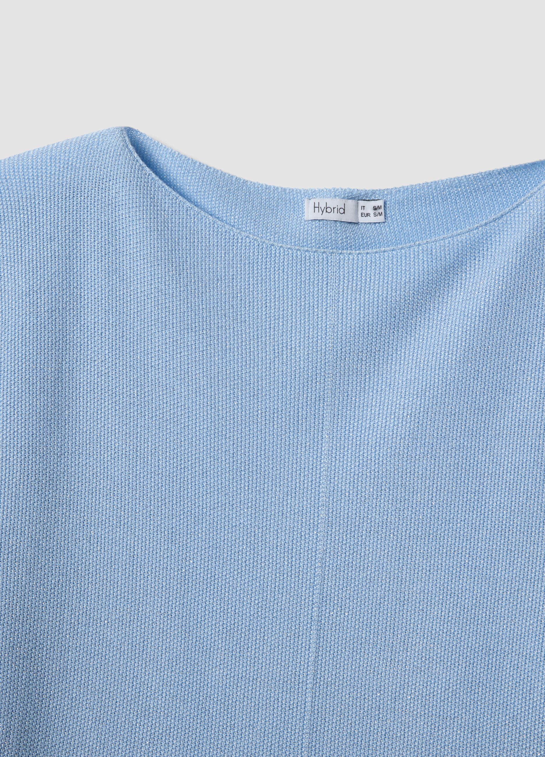 Light blue viscose-blend regular-fit T-shirt
