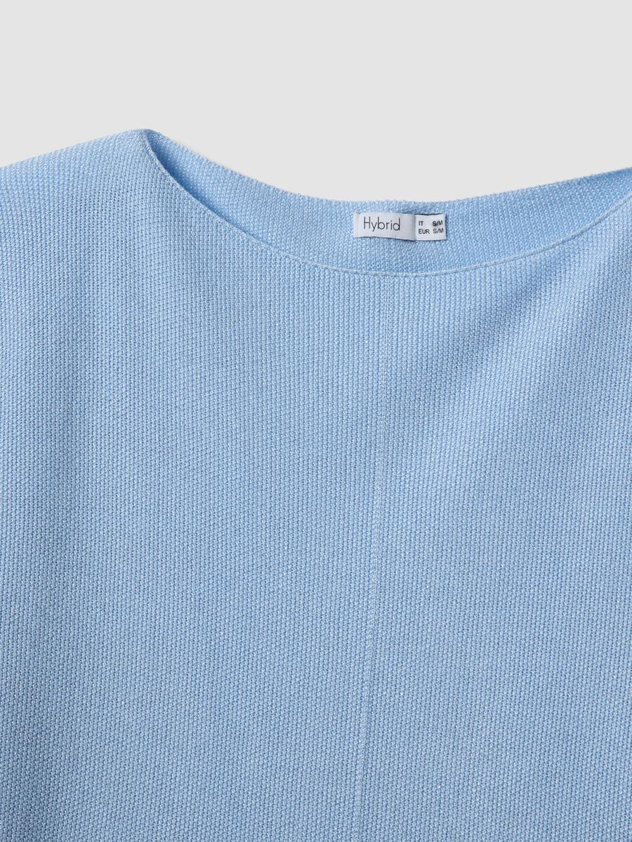 T-shirt azzurra in misto viscosa regular fit_1