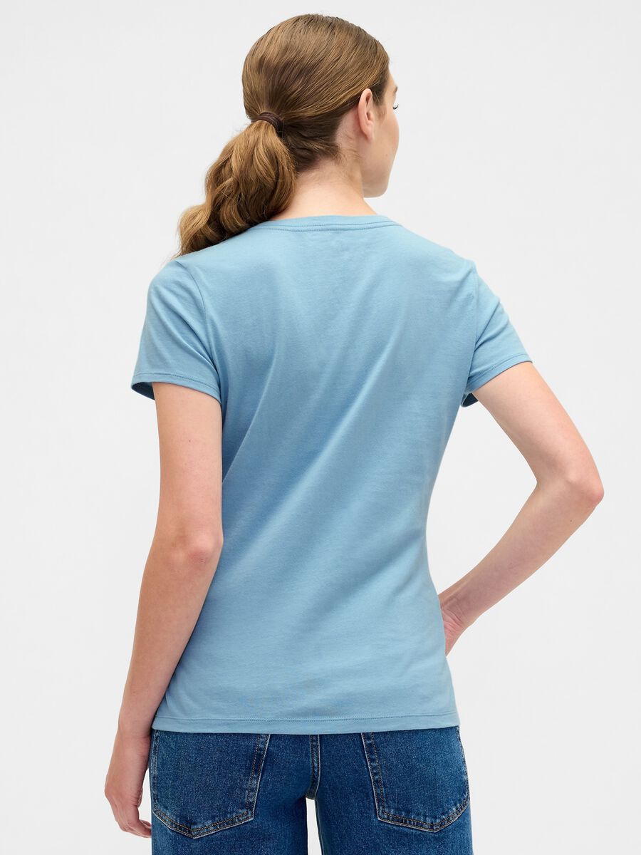 Blue short-sleeved cotton T-shirt_2