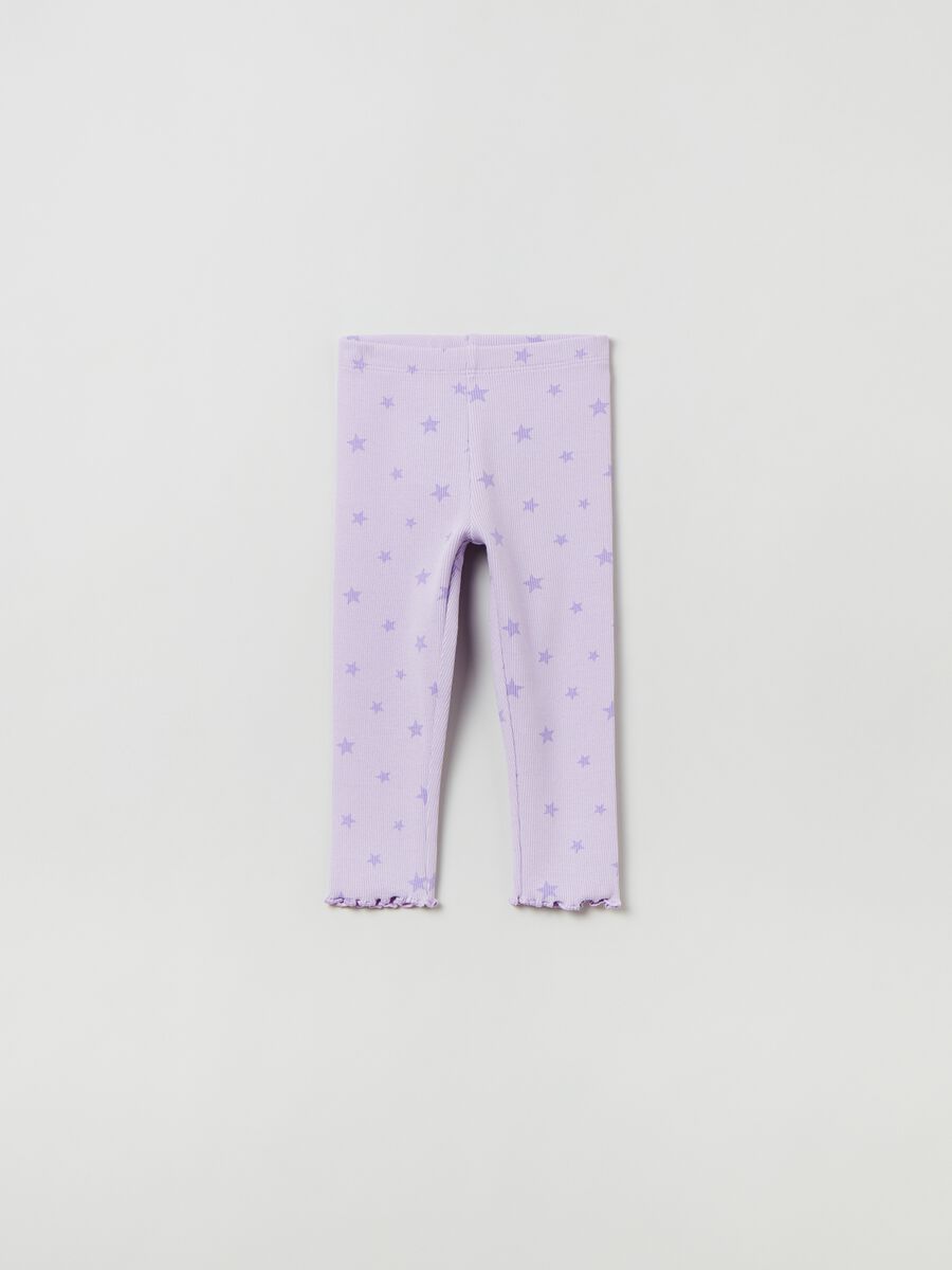 Leggings a costine con stampa_0