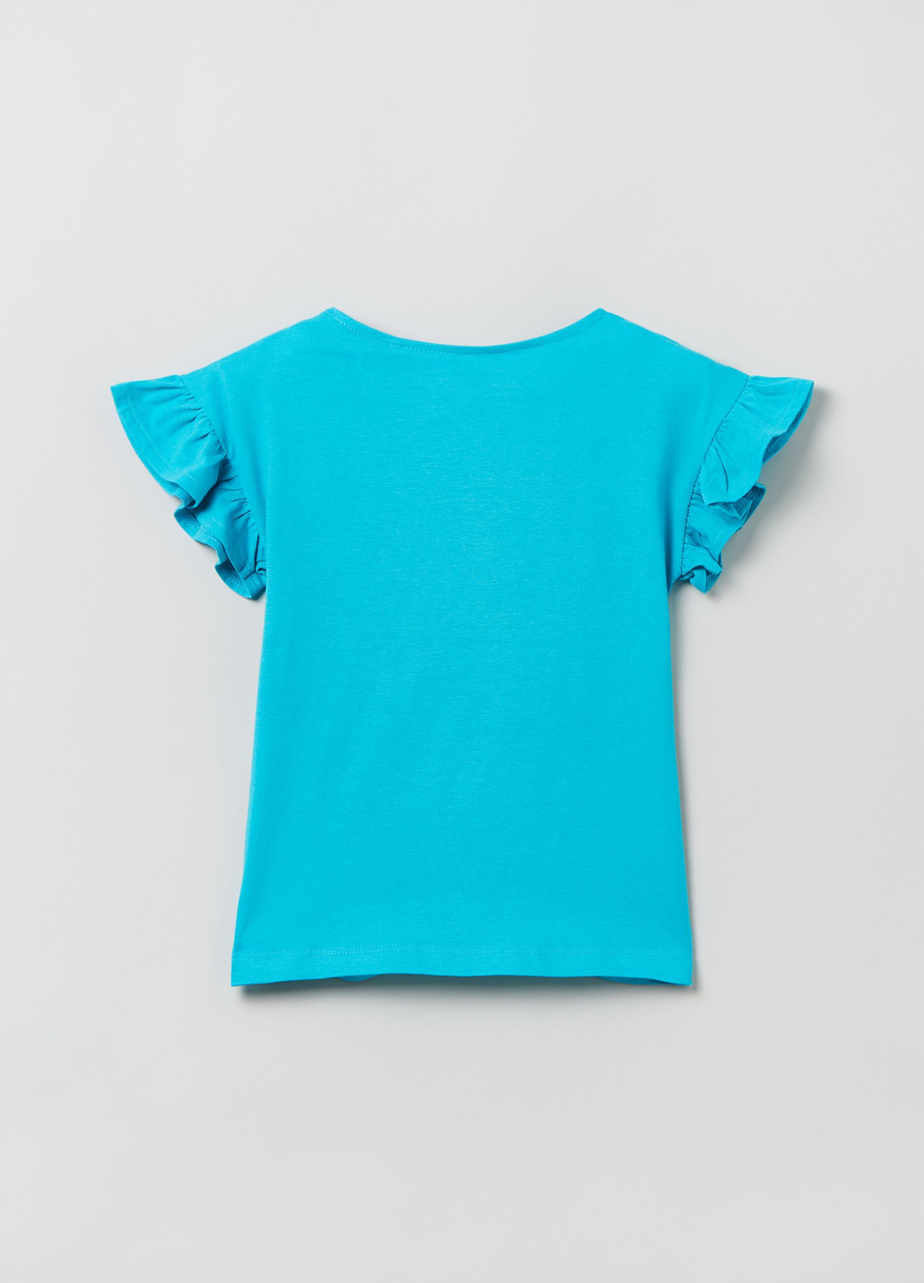 Cotton T-shirt with flounces