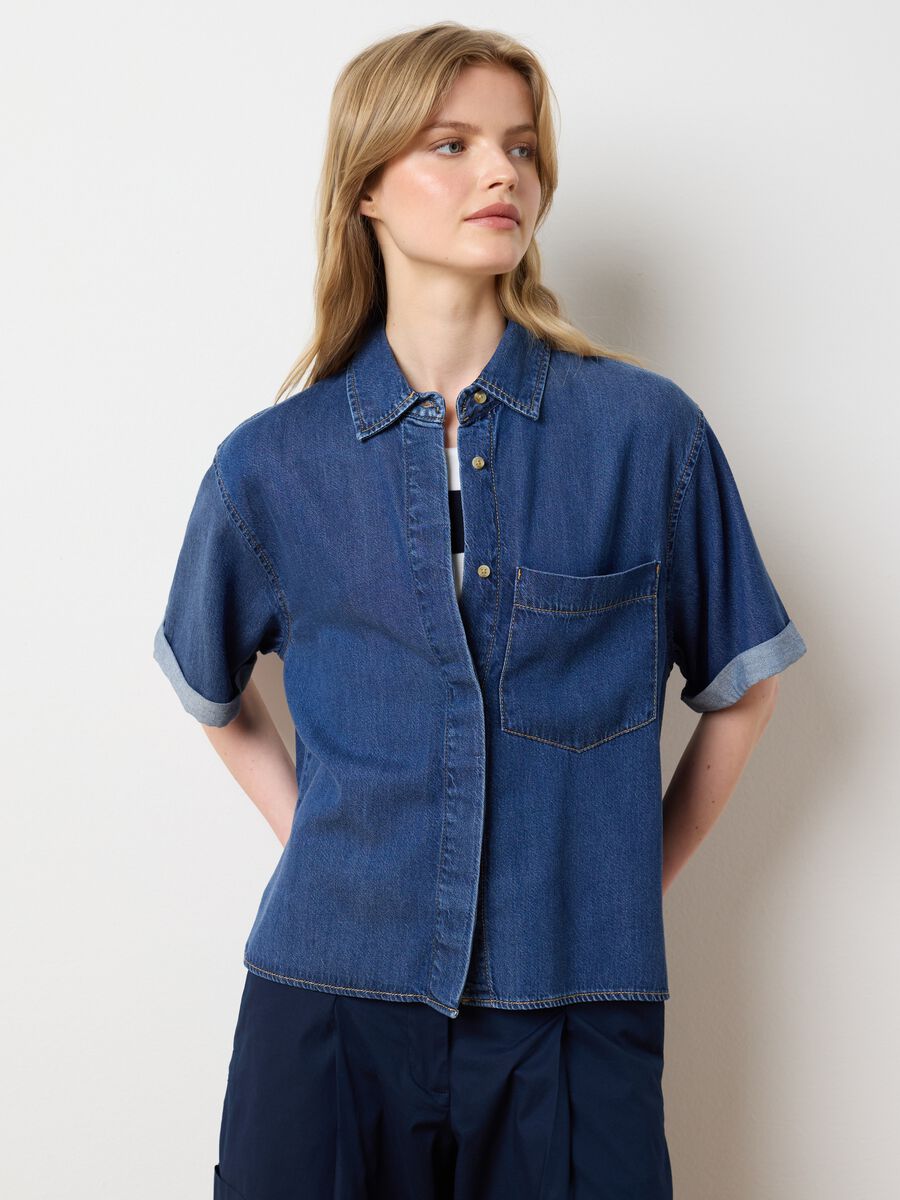 Women's Oversized Blue Denim Shirt_1