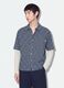 Blue checked cropped pure cotton shirt with layered over-fit sleeves_0